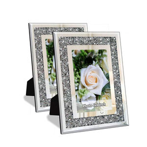 Cadre photo rectangulaire en verre cristal scintillant fait main, écologique, avec poudre dorée, 6, 7, 8 pouces, vente chaude en gros - Product Image 1