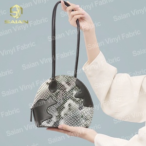 彩色3D凹凸金属蟒蛇压花PU人造革面料手提袋制作钱包 - Product Image 6