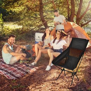 Chaise <span class=keywords><strong>de</strong></span> camping pliable d'extérieur portable, capacité <span class=keywords><strong>de</strong></span> charge <span class=keywords><strong>de</strong></span> 130 kg, dossier, pêche, croquis, plage, chaise <span class=keywords><strong>de</strong></span> lune - Product Image 2