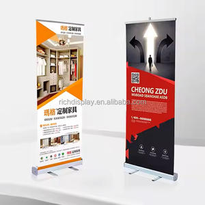 Kustom Logo 2025 portabel 80x200cm Aluminium dapat ditarik spanduk gulung berdiri Modern olahraga luar ruangan acara tampilan Promosi - Product Image 2
