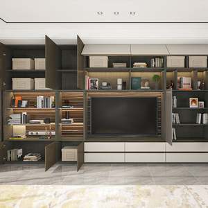 Meuble TV multifonctionnel innovant pour la maison, salon contemporain, étagères réglables, gestion des câbles, appartement - Product Image 2