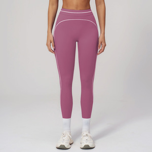 Leggings de yoga taille haute élastiques avec logo personnalisé, contrôle du ventre, pour fitness et entraînement, vente en gros, vêtements pour filles, faible MOQ - Product Image 3