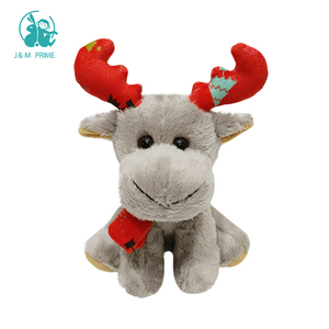 Peluche de Reno suave personalizado para Navidad, animales de peluche con bufanda roja, LOGO bordado - Product Image 2