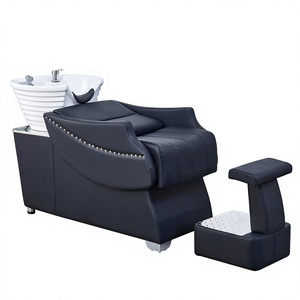 เตียงสระผมหุ้มเบาะหนัง พร้อมที่วางเท้าและอ่างล้าง - Product Image 1