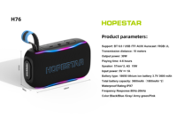 Enceinte portable mini Hopestar H76 30W BT5.3, étanche IPX6, lumière RGB, TWS, commande vocale IA, avec cordon, pour extérieur et voyage, 4 modes, haut-parleur puissant