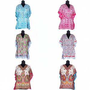 2025 indien en gros africain Bazin vêtements fête court caftan Top qualité bloc imprimé Floral Design caftan taille libre caftan - Product Image 1