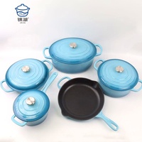 Ensemble de casseroles en fonte émaillée de haute qualité, antiadhésif, ensemble de casseroles en fonte, ensemble de cuisine, marmite en fonte