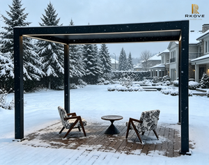 Pergola à toit ouvrant en aluminium RKOVE RK-E1, structure d'ombrage pour jardin, gazebo extérieur avec revêtement poudré, pergola extérieure pour terrasse - Product Image 6