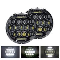 Phare de travail LED rond pour voiture de 7 pouces, 75W, faisceau Hi/Lo avec feux de jour
