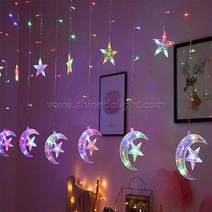 <span class=keywords><strong>LED</strong></span> Lune étreignant les étoiles Rideaux lumineux colorés Décoration intérieure Étoiles à cinq branches Guirlande lumineuse festive <span class=keywords><strong>de</strong></span> Noël - Product Image 3