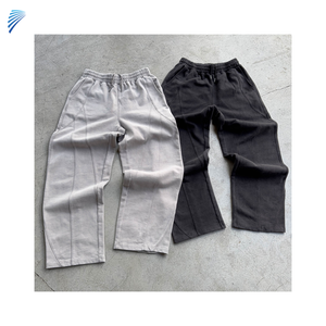 Custom Design 100% Cotton Canvas Baggy Pants Unisex Heavyweight Casual <b>Trousers</b> <b>Elastic</b> <b>Waist</b> Dark Wash <b>Work</b> Style Sweatpants - Product Image 1