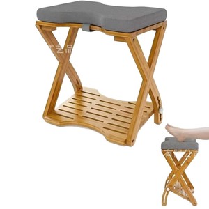 Cross-border wooden footstool, simple wooden <b>adjustable</b> <b>table</b> footstool, double-layer wooden footrest. - Product Image 1