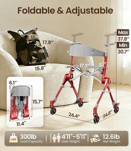 Déambulateur pliant en alliage de magnésium de qualité supérieure avec poignée en fibre de carbone, <span class=keywords><strong>ultra</strong></span> léger, avec siège pour personnes âgées - Product Image 6
