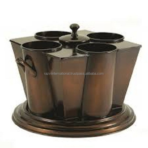 Refroidisseur à vin vintage en acier inoxydable fait main, élégant seau à glace pour refroidir les boissons - Product Image 4