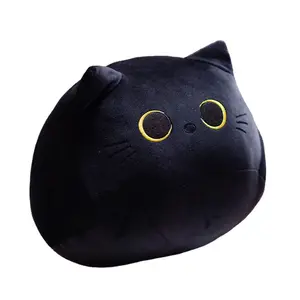 Nouveau chat noir 3D grand câlin peluche douce jouet oreiller mignon kawaii Animal peluche oreiller coussin doux chat peluche poupée jouet