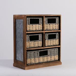 antique vintage color rustic style Wooden Desktop Organizer Storage wooden Cabinet with 5 Drawers