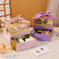 Boîte à bijoux multi-tiroirs en acrylique, présentoir haut de gamme à double étage, boîte de rangement pour bijoux, coffret cadeau Saint-Valentin avec design à tiroirs