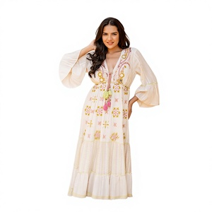 oaxaca embroidered dress Oaxaca Embroidered Maxi Dress One Size (S M L) / Yellow with dark center main image 1