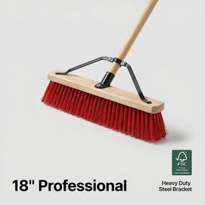 Balai à pousser professionnel de 18 pouces pour l'extérieur, brosse de rue robuste avec support en acier pour les entrepreneurs et les travaux de bricolage à domicile et au jardin - Product Image 1