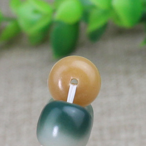 Pulsera de raíz de Bodhi verde y amarilla Putigen, 18 cuentas, 11x12 mm, unisex, para uso diario - Product Image 3