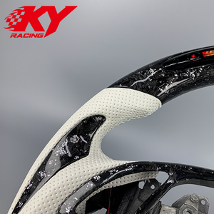 Volante deportivo personalizado de fibra de carbono forjada blanca con cuero blanco y LED RPM para Infiniti G35 G37 G37s G37x EX35 EX37 Q50 Q60 - Product Image 2
