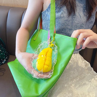 Porte-clés Squishy Simulation Mangue, Jouet Anti-Stress en Silicone Souple, Breloque Mignonne Fruit à Presser pour Sac, Cadeau