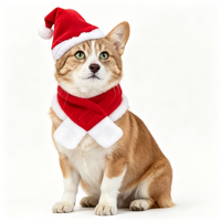Chapeau de Père Noël pour chiens et chats, costume de Noël pour animaux de compagnie, tenue de fête d'hiver avec écharpe et manteau, en tissu, tailles S et M