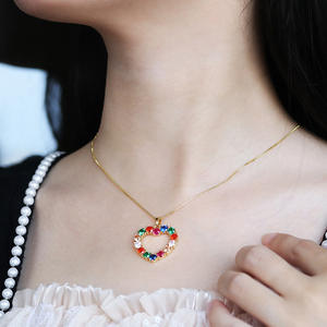 Hot16 Pulgadas Collar de Cadena de Oro Niñas Joyería Circón Colgante Collar para Mujeres Collar de Arco Iris - Product Image 3