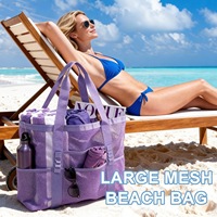 Sac fourre-tout d'été en toile unie grande capacité, imperméable et anti-sable pour femme, idéal pour la natation, le fitness et le voyage