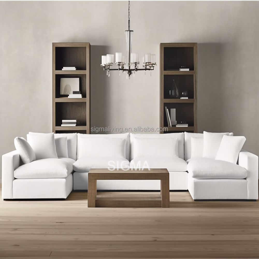 Luxury Indoor Furniture Living Room Sofa Set Luxury Wooden Frame Fabric Modern Modular L Shape Sofa