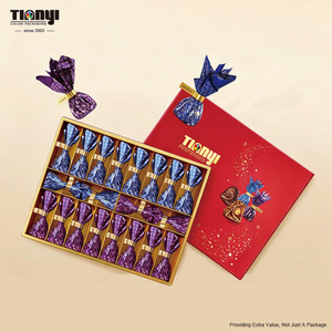 Boîte en papier rigide de luxe certifiée FSC avec couvercle et base, impression CMYK, logo en feuille d'or pour l'emballage de chocolats, biscuits, beignets, cadeaux - Product Image 1