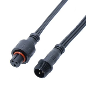M12 Waterproof Connector Cable 2 To 8 Core Outdoor <b>Led</b> <b>Light</b> <b>Plug</b> With Copper Contact And Pvc Insulation Black Color - Product Image 3