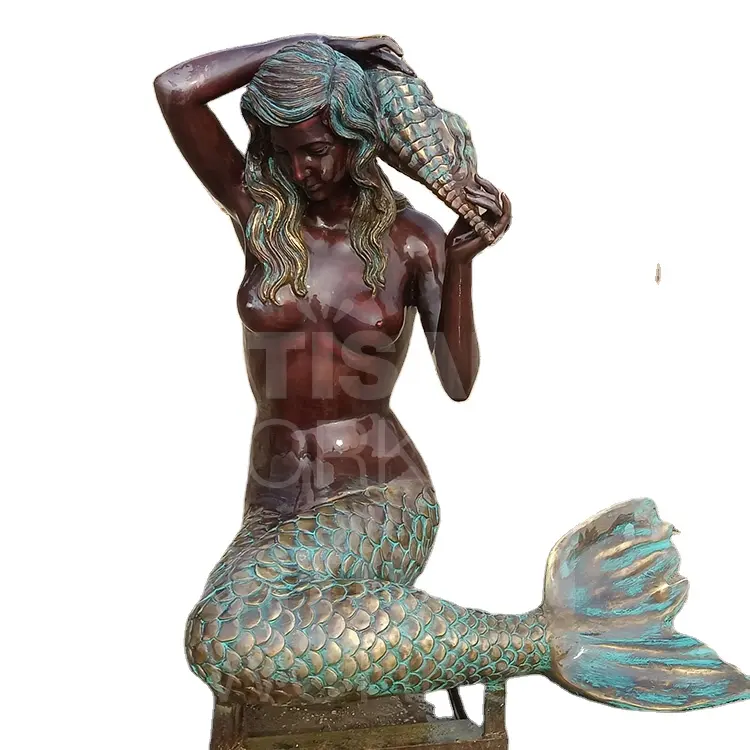 Vente chaude Taille de la Vie Extérieure Bronze Sirène grandes Statues Vente