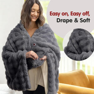 بطانية صوف أرنب ناعمة للغاية وعصرية 100% بوليستر، بطانية فلانيل سميكة حرارية، بطانية خفيفة الوزن من المخمل المرجاني للسفر - Product Image 5