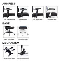 Chaise de bureau à Base en Nylon éponge haute densité Simple siège en maille respirante moderne mousse de tissu réglable élévateur à gaz ergonomique