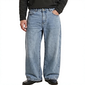 Jeans amples pour homme à haute élasticité, coupe ample, jambe large, en denim, pour un style décontracté, 100% coton, 10-12 OZ, logo OEM personnalisé, marque - Product Image 3