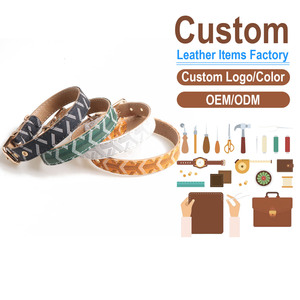 Custom <b>Leather</b> Dog <b>Collars</b> Geometric Pattern Buckle Closure All Seasons Classic Style Pet Accessories - Product Image 1