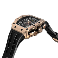 Reloj de Hombre Automático de Lujo de la Mejor Calidad, con Esfera de Esqueleto, 5 BAR, Deportivo, Elegante, de Acero Inoxidable y Silicona