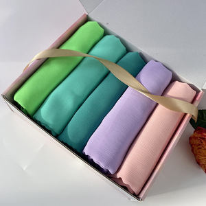 YOMO verano Color mujer liso crepé HIjabs gasa bufanda suave chales musulmán arrugado envuelve diadema personalizar caja de regalo Foulard - Product Image 1