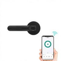 Serrure de poignée de porte intelligente à empreinte digitale One Touch Tuya Ble Cloud anti-regard indiscret en bois, métal et aluminium de grade B pour chambre à coucher