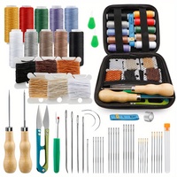 Kit de couture en cuir personnalisé en usine de 59 pièces pour la réparation robuste de la tapisserie d'ameublement avec fil ciré de qualité supérieure et aiguilles à gros yeux