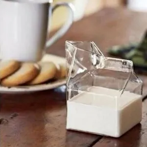 300ML Milk Carton Style Creative Mini Creamer Jug Glass Milk Mug Cow Udder Cup Milk Cup Wholesale