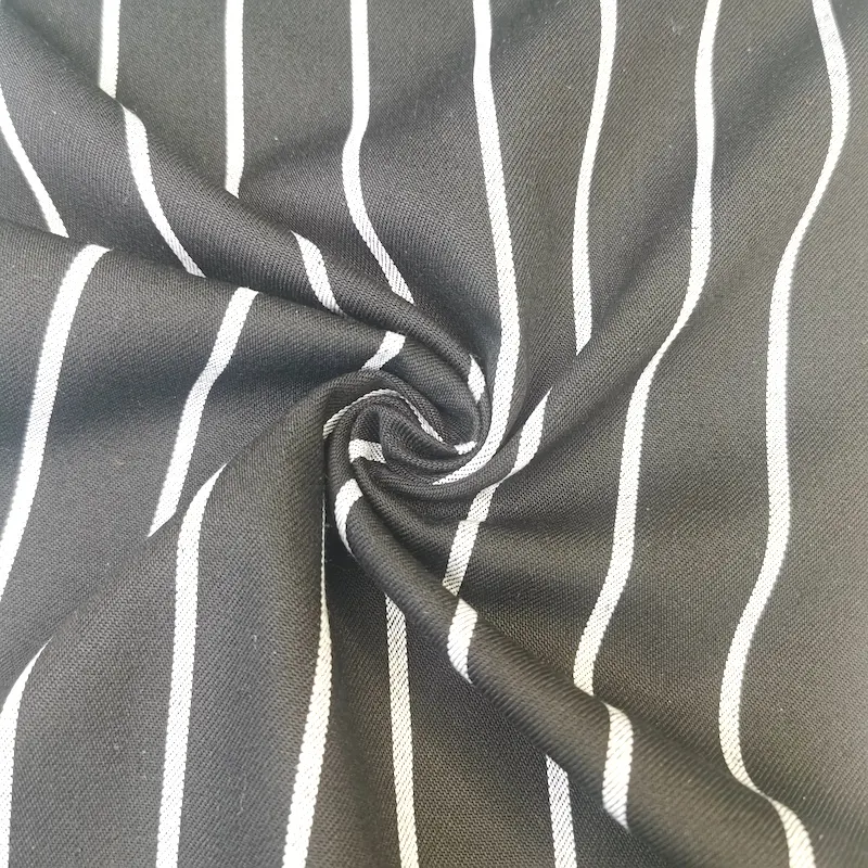 65%polyester 35%rayon viscose/polyester fabric white stripes chef uniform fabric
