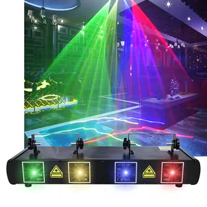Hot Disco Laserlicht 4 Lens Rgb Led Stage Party Licht Dmx Voice Control Beam Lasercube Effect Verlichting Voor Dans floor Club