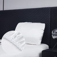 Taie d'oreiller en satin avec bande élastique, housse de coussin de couleur unie pour la décoration de la literie d'hôtel et de la maison