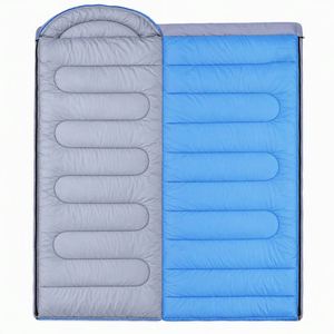 Sac de couchage bleu, extérieur en taffetas de polyester 190T, rembourrage en coton creux, pliable, pour le camping et la randonnée en plein air - Product Image 1