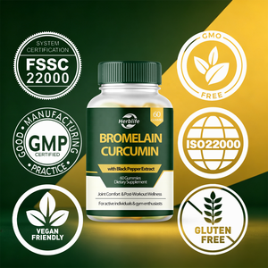 กัมมี่บรอมีเลนเคอร์คูมินผสมสารสกัดพริกไทยดำ แบรนด์ส่วนตัว (OEM) สำหรับบรรเทาอาการปวดข้อและฟื้นฟูร่างกายหลังออกกำลังกาย อาหารเสริมเพื่อสุขภาพ - Product Image 5