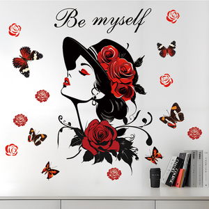 Decorazione della stanza delle ragazze autoadesiva farfalla rosa adesivi da parete per salone di bellezza - Product Image 3