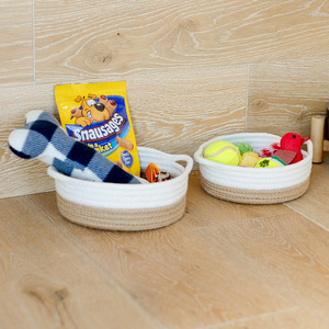 Panier de rangement tressé en corde de coton 100% naturel, lot de 5, pour jouets Montessori et fournitures scolaires, usage domestique - Product Image 4