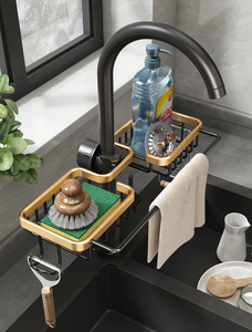 Estante de Almacenamiento para Cocina, Soporte para Jabón de <span class=keywords><strong>Baño</strong></span>, Estante para Grifo, Aluminio <span class=keywords><strong>sin</strong></span> Perforaciones, Cesta Colgante para Esponjas y Paños - Product Image 5